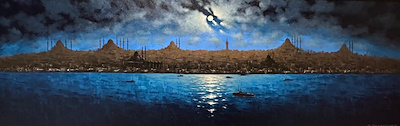 Omar Gasparyan imzalı tablo — Yağlı Boya, 60×180 cm, 45.000 TL müzayede satışı