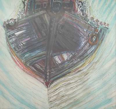 Yusuf Katipoğlu imzalı tablo — Karışık Teknik, 36×34 cm, 3.500 TL müzayede satışı