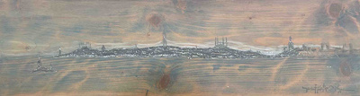 Yusuf Katipoğlu imzalı tablo — Yağlı Boya, 60.5×17.5 cm, 7.500 TL müzayede satışı