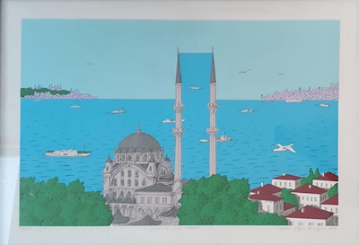 Gürbüz Doğan Ekşioğlu imzalı tablo — Serigrafi, 50×70 cm, 10.000 TL müzayede satışı