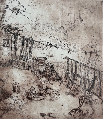 Aliye Berger imzalı tablo — Gravür, 52×36.5 cm, 10.000 TL müzayede satışı