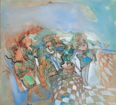 Feriha Tuğran imzalı tablo — Akrilik Boya, 50×55 cm, 45.000 TL müzayede satışı