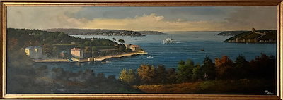Taner Ergüder imzalı tablo — Yağlı Boya, 200×70 cm, 16.000 TL müzayede satışı