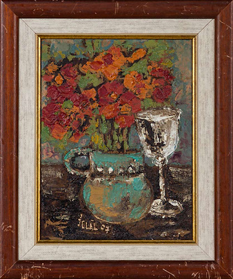 İclal Erentürk imzalı tablo — Yağlı Boya, 24×18 cm, 5.000 TL müzayede satışı