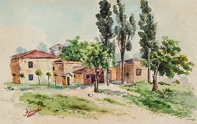 Ahmed imzalı tablo — Sulu Boya, 14×19 cm, 5.000 TL müzayede satışı