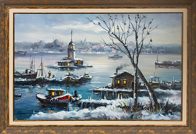 Doğan Yılmaz imzalı tablo — Yağlı Boya, 59×89 cm, 5.000 TL müzayede satışı