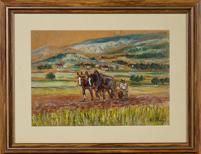 E. Bolgi imzalı tablo — Sulu Boya, 20×27 cm, 5.000 TL müzayede satışı