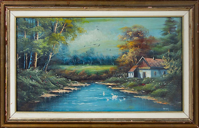 İlcan imzalı tablo — Yağlı Boya, 38×68 cm, 5.000 TL müzayede satışı