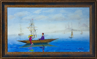Adem Yücel imzalı tablo — Yağlı Boya, 29×53 cm, 5.000 TL müzayede satışı