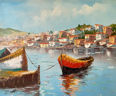 Cafer Öğüt imzalı tablo — Yağlı Boya, 30×25 cm, 2.500 TL müzayede satışı