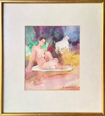Fikri Cantürk imzalı tablo — Sulu Boya, 25×23 cm, 2.750 TL müzayede satışı