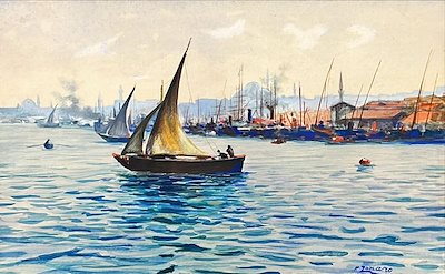 Fausto Zonaro (1854 - 1929) imzalı tablo — Sulu Boya, 23×35 cm, 405.000 TL müzayede satışı