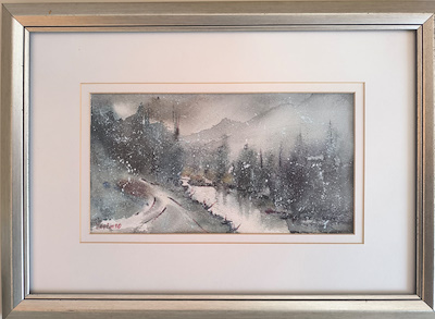Ressam Yeşim Hanım imzalı tablo — Sulu Boya, 15×30 cm, 750 TL müzayede satışı