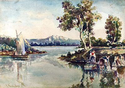 Eşref Kuşçubaşı imzalı tablo — Sulu Boya, 26×37 cm, 12.000 TL müzayede satışı