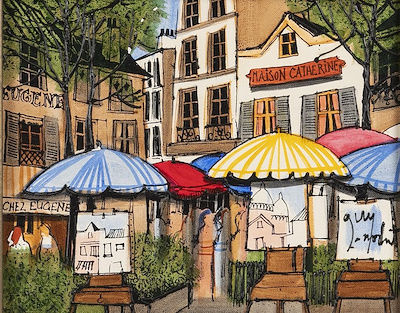 Michael Guy Nochet imzalı tablo — Karışık Teknik, 22×27 cm, 4.000 TL müzayede satışı