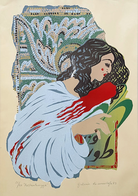 Gülsün Karamustafa imzalı tablo — Litografi, 66×45 cm, 30.000 TL müzayede satışı