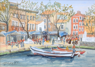 Şiva imzalı tablo — Sulu Boya, 13×18.5 cm, 1.500 TL müzayede satışı