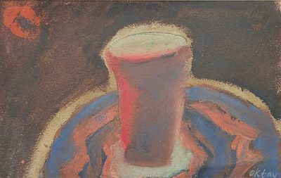 Oktay imzalı tablo — Guaj, 12×18.5 cm, 1.000 TL müzayede satışı