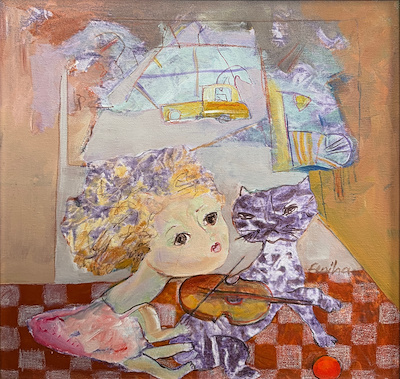 Feriha Tuğran imzalı tablo — Akrilik Boya, 50×50 cm, 37.500 TL müzayede satışı