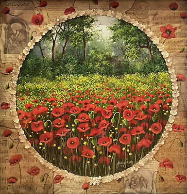 Füsun Ürkün imzalı tablo — Karışık Teknik, 65×65 cm, 18.000 TL müzayede satışı