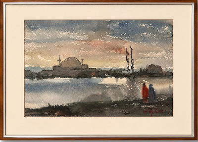 Nüzhet Aytekin imzalı tablo — Sulu Boya, 24×35 cm, 1.500 TL müzayede satışı
