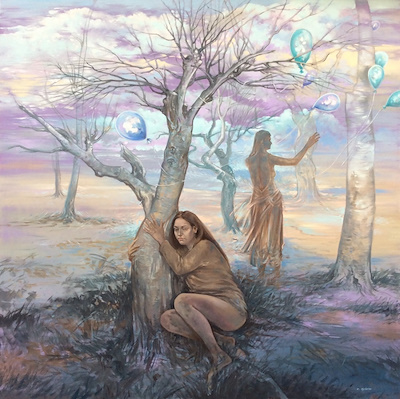 Elif Aydemir imzalı tablo — 150×150 cm, 25.000 TL müzayede satışı