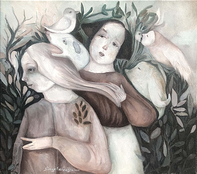 Simge Kalfaoğlu imzalı tablo — 45×50 cm, 8.000 TL müzayede satışı