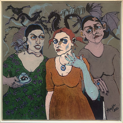 Ayşenur Köksal imzalı tablo — 90×90 cm, 30.000 TL müzayede satışı