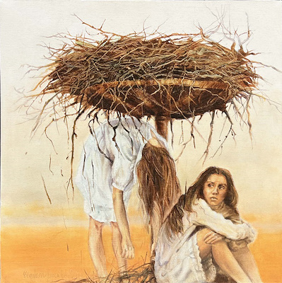 Çiğdem Buçak Telli imzalı tablo — 40×40 cm, 5.500 TL müzayede satışı
