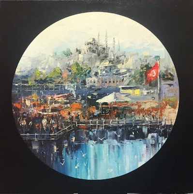 Mustafa Orhan imzalı tablo — Akrilik Boya, 55×55 cm, 5.000 TL müzayede satışı