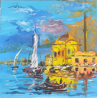 Nejat Özbay imzalı tablo — Akrilik Boya, 55×55 cm, 2.250 TL müzayede satışı