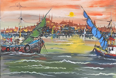 Nejat Özbay imzalı tablo — Akrilik Boya, 50×70 cm, 2.500 TL müzayede satışı