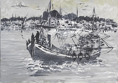 Nejat Özbay imzalı tablo — Akrilik Boya, 50×70 cm, 2.250 TL müzayede satışı