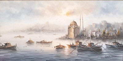 Ömer Vardar imzalı tablo — Yağlı Boya, 100×50 cm, 9.000 TL müzayede satışı