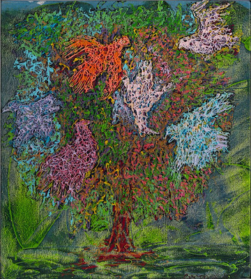 Evrensel Baş imzalı tablo — Karışık Teknik, 40×45 cm, 2.000 TL müzayede satışı