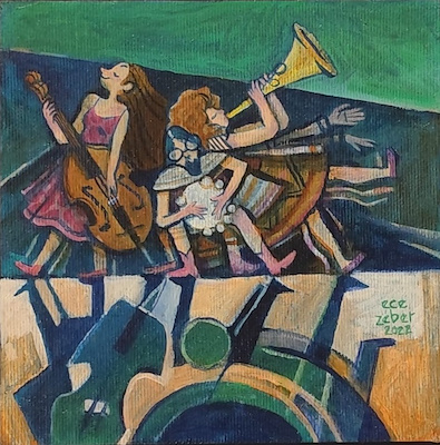 Ece Zeber imzalı tablo — Akrilik Boya, 15×15 cm, 1.750 TL müzayede satışı