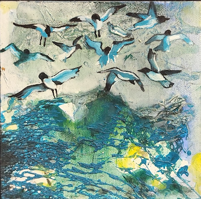 Emel Uzuner imzalı tablo — Karışık Teknik, 15×15 cm, 1.500 TL müzayede satışı