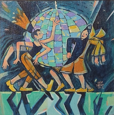 Ece Zeber imzalı tablo — Akrilik Boya, 15×15 cm, 1.750 TL müzayede satışı