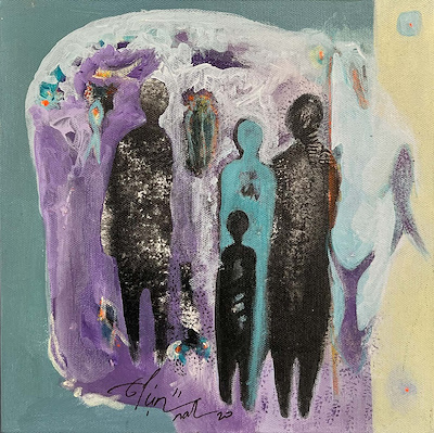 Elçin Ünal imzalı tablo — Akrilik Boya, 25×25 cm, 1.750 TL müzayede satışı