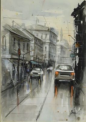 Yahya Perviz imzalı tablo — Sulu Boya, 40×30 cm, 1.000 TL müzayede satışı