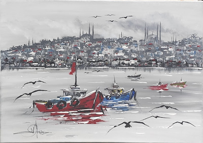 Nejat Özbay imzalı tablo — Akrilik Boya, 50×70 cm, 2.250 TL müzayede satışı