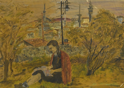Zeki Kıral imzalı tablo — Karışık Teknik, 19×27 cm, 15.000 TL müzayede satışı