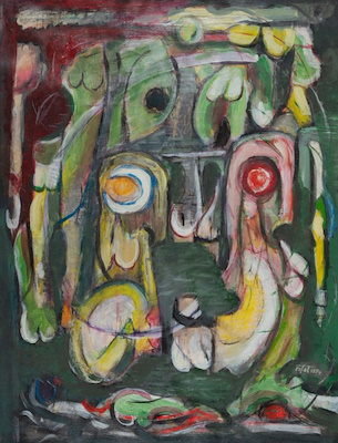 Rıfat imzalı tablo — Karışık Teknik, 65×55 cm, 1.750 TL müzayede satışı