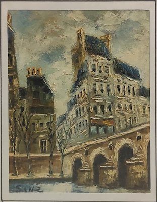 Sanz imzalı tablo — Yağlı Boya, 26×21 cm, 3.500 TL müzayede satışı