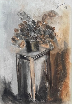 İmren İyem imzalı tablo — Karışık Teknik, 30×22 cm, 4.000 TL müzayede satışı