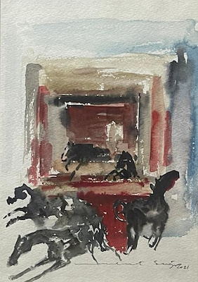 Mehmet Sağ imzalı tablo — Karışık Teknik, 30×40 cm, 4.000 TL müzayede satışı