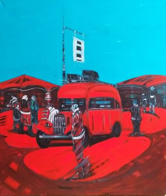 Hüsnü Kacmaz imzalı tablo — 100×116 cm, 1.100 TL müzayede satışı