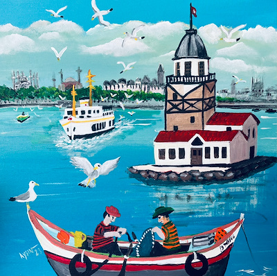 Ayşın Özen imzalı tablo — Akrilik Boya, 30×30 cm, 2.500 TL müzayede satışı