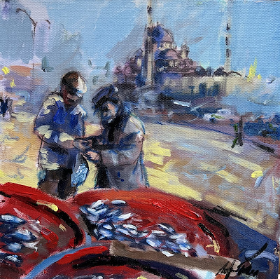 Arezou Behrang imzalı tablo — Akrilik Boya, 25×25 cm, 2.000 TL müzayede satışı