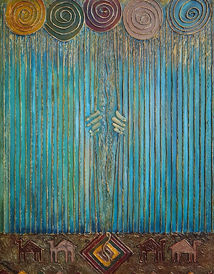 Şahram Taba imzalı tablo — Karışık Teknik, 100×70 cm, 13.000 TL müzayede satışı
